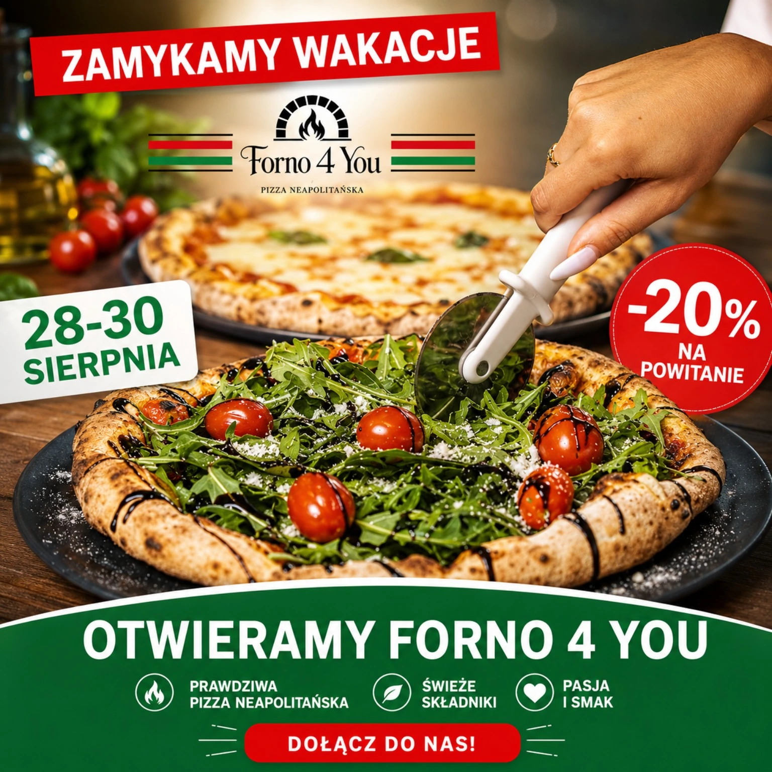 Forno 4 You — zamykamy wakacje 28–30 sierpnia, 20% zniżki na powitanie po powrocie